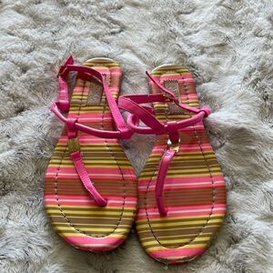 MadLove Striped Sandals Shoes Summer Hot Pink Size 8